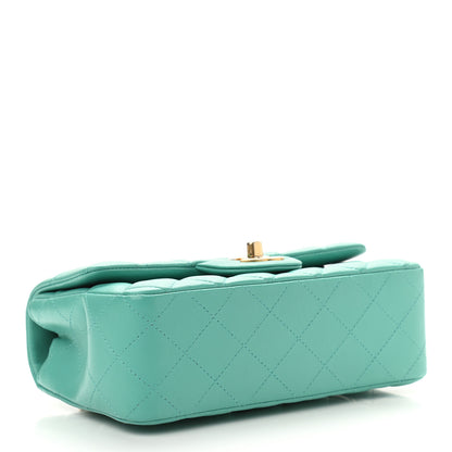 Chanel Lambskin Quilted Mini Rectangular Flap Turquoise 4 of 13
