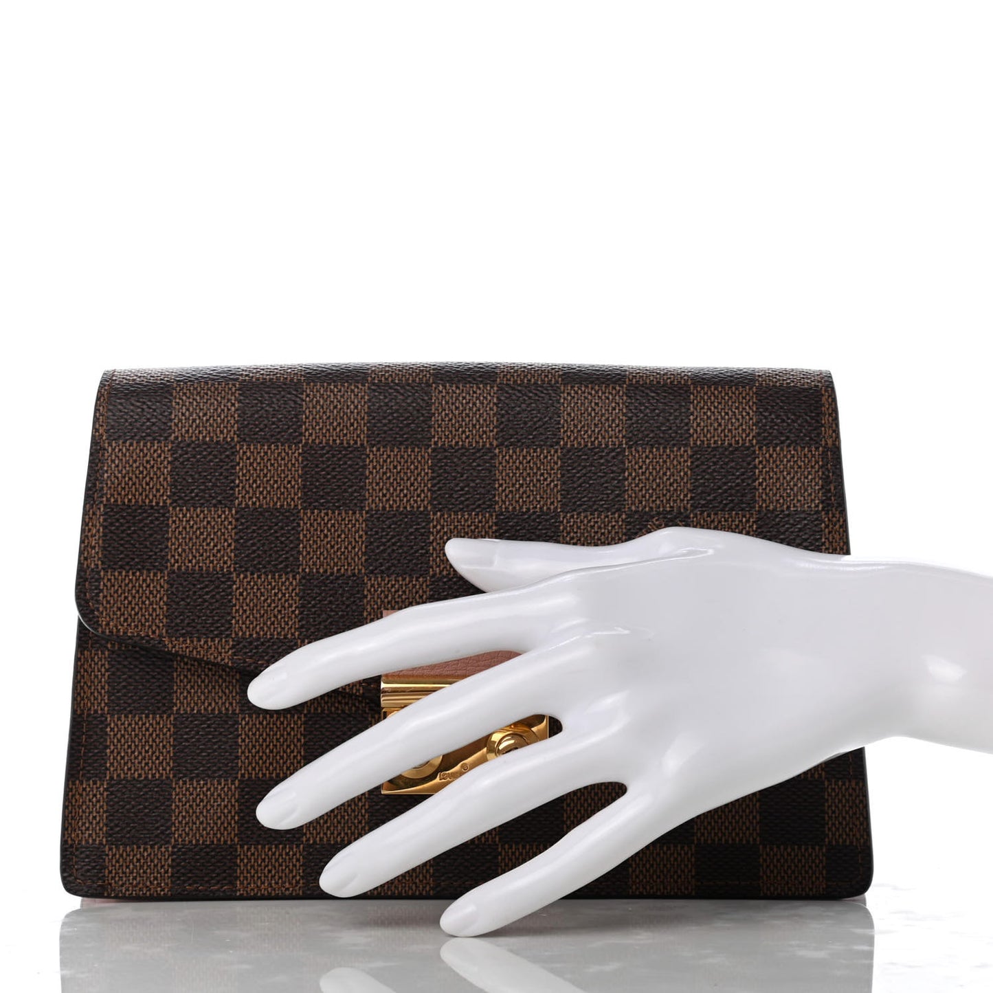 Damier Ebene Croisette Chain Wallet Magnolia