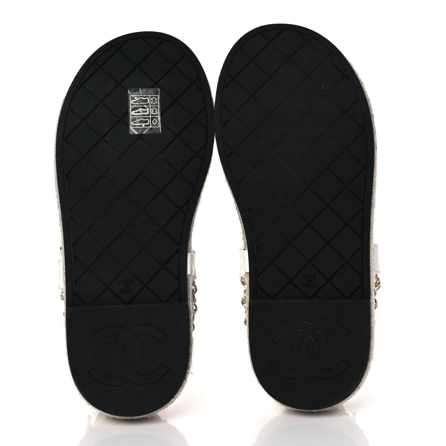 Chanel Lambskin Chain CC Thong Espadrille Sandals 36 White 5 of 8