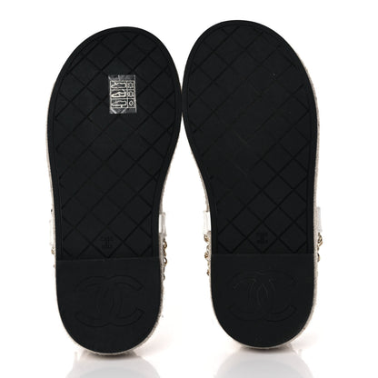 Chanel Lambskin Chain CC Thong Espadrille Sandals 36 White 5 of 8