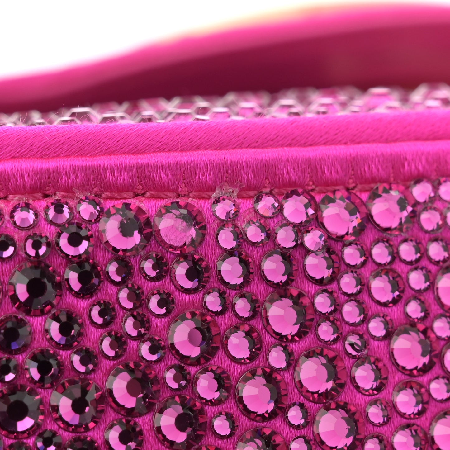 Satin Crystal Studded Mini La Medusa Bag Fuxia