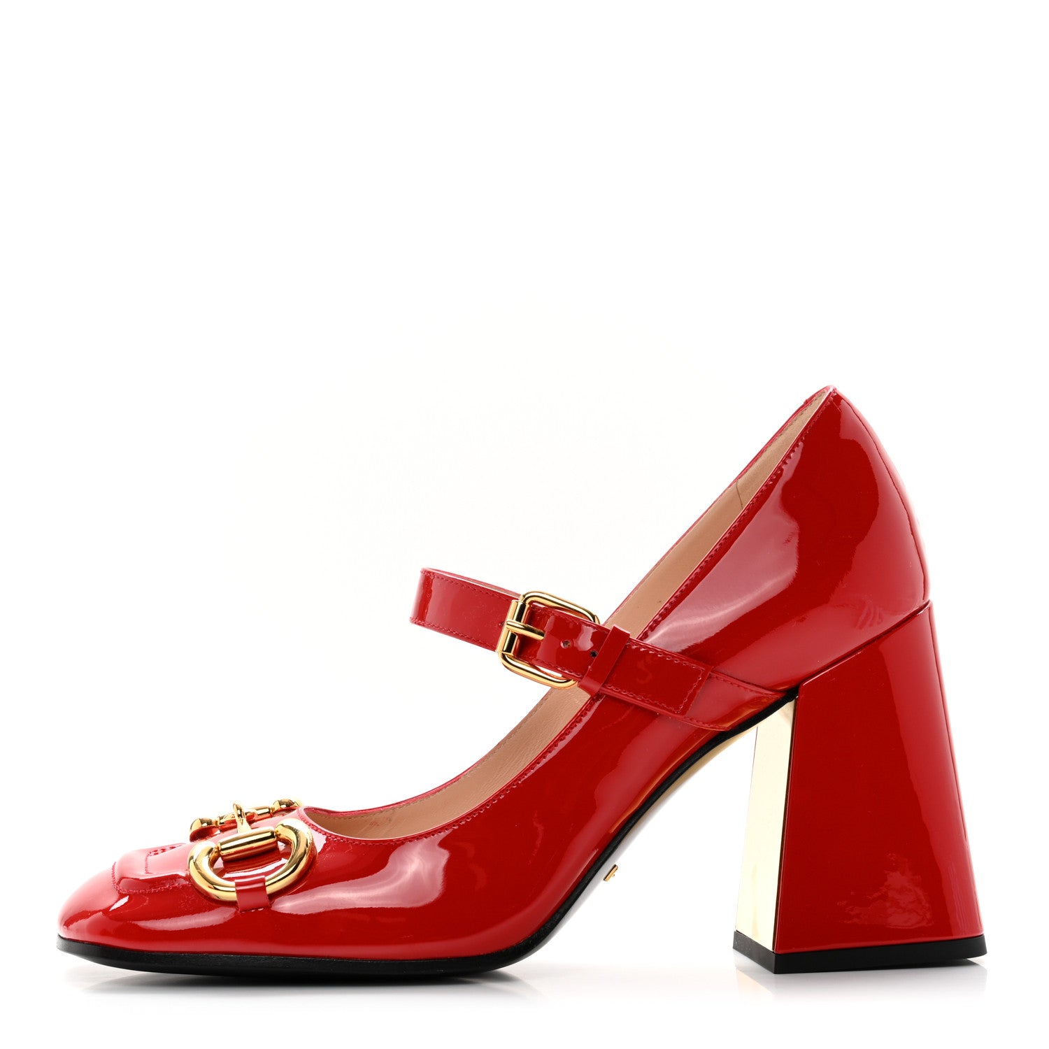 Gucci Patent Womens Horsebit Mid-Heel Mary Jane Pumps 38.5 Maple Red 1 of 9