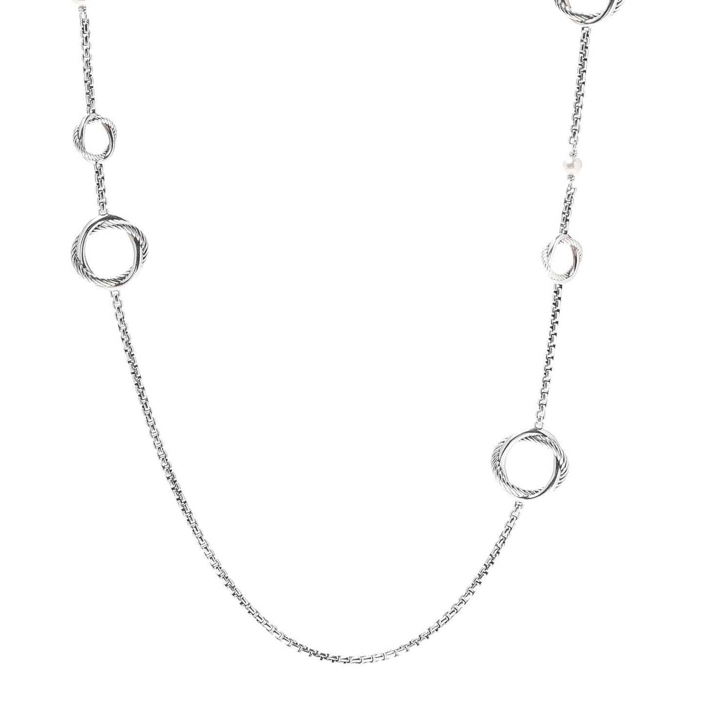 Sterling Silver Pearl Infinity Station Chain Necklace
