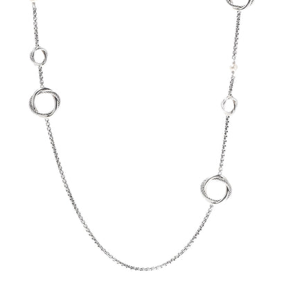 David Yurman Sterling Silver Pearl Infinity Station Chain Necklace 1 of 5