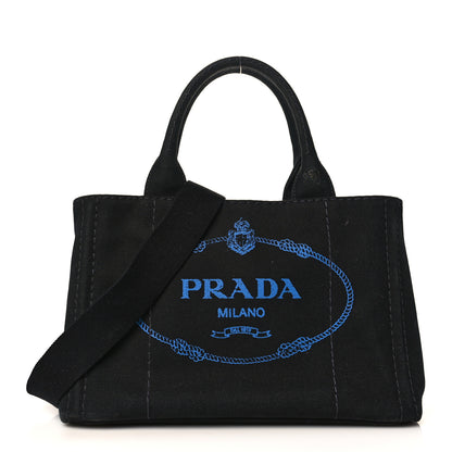 Prada Canapa Small Logo Tote Black Blue 1 of 10