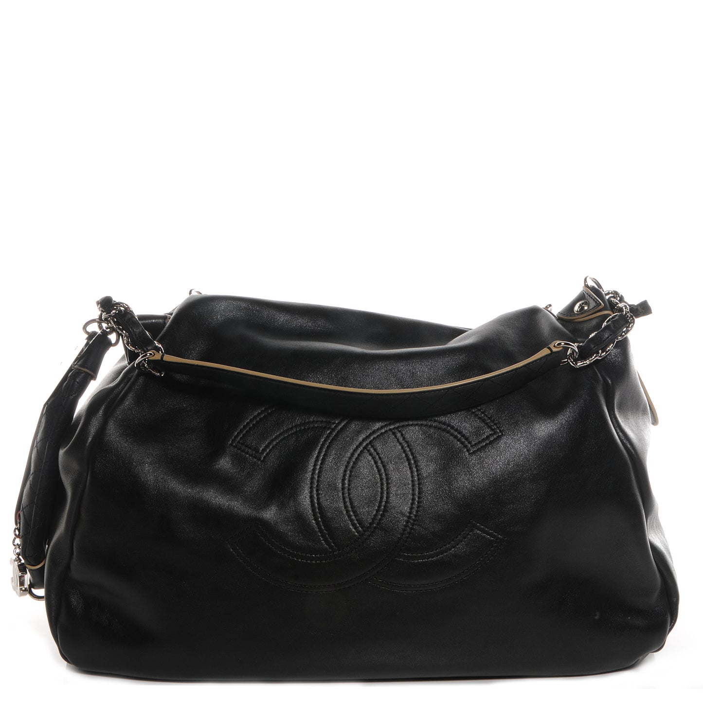 Lambskin Edgy Large Shoulder Bag Black