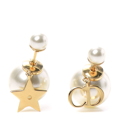 Christian Dior Pearl Mise En Dior Logo Tribal Earrings 1 of 3