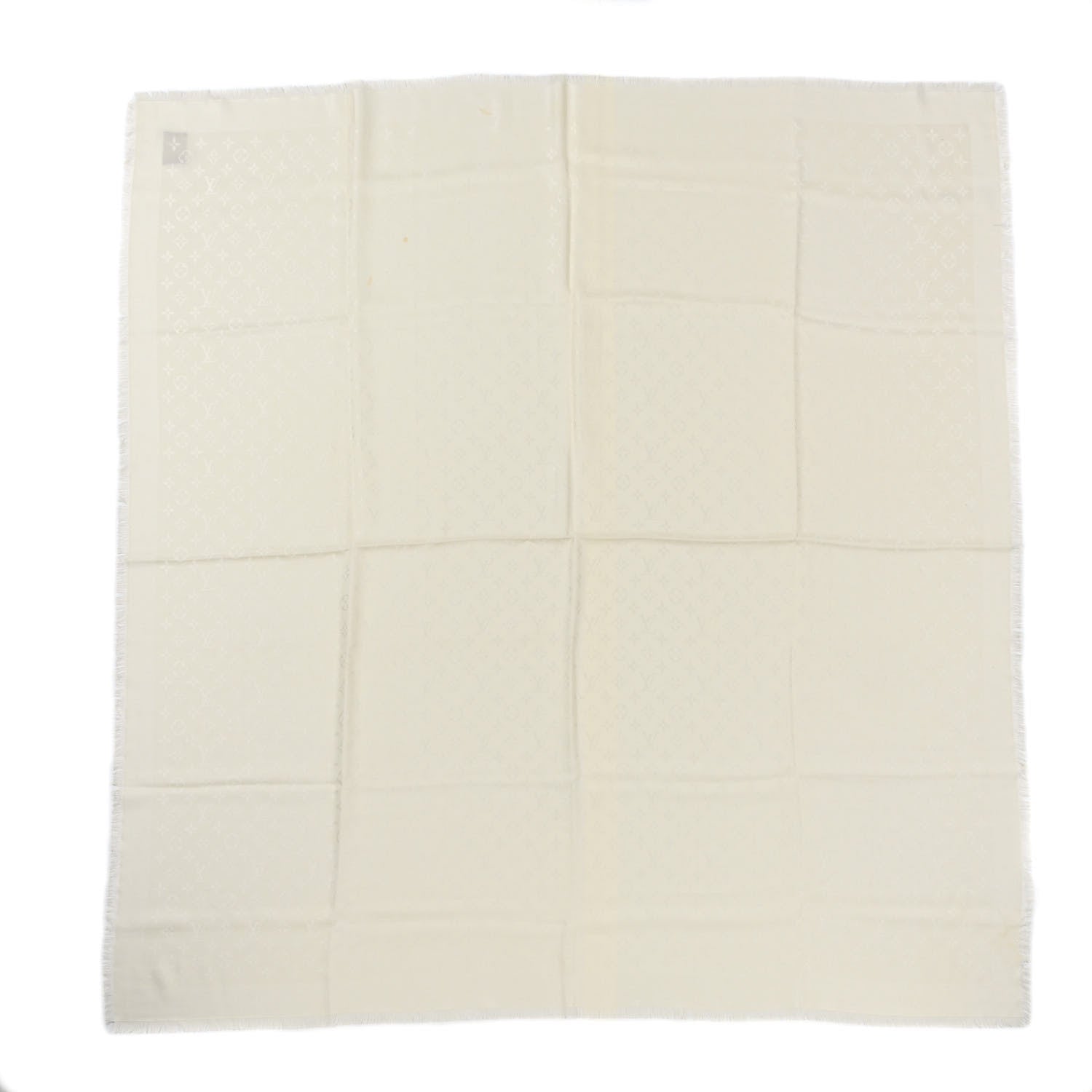 Louis Vuitton Silk Wool Monogram Shawl Beige 1 of 5