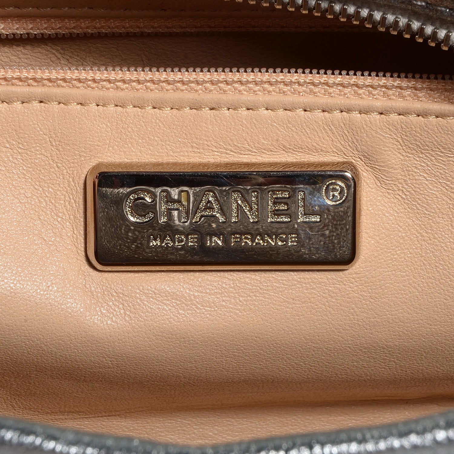 Chanel Goatskin Luxe Ligne Medium Bowler Tote Metallic Silver 6 of 6