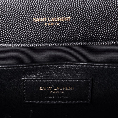 Saint Laurent Grain De Poudre Textured Mixed Matelasse Triquilt Medium Monogram Satchel Black 6 of 9