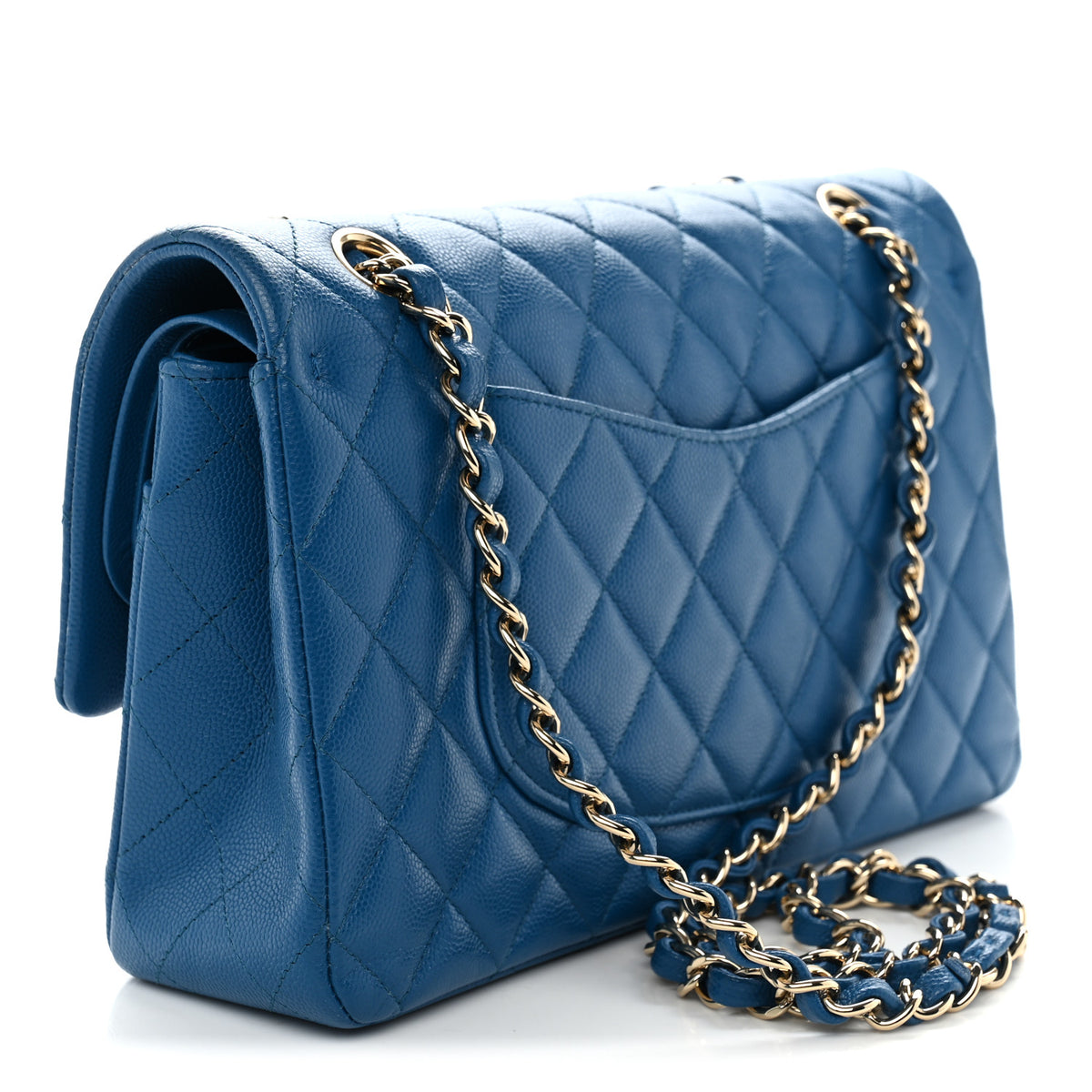 Chanel Caviar Quilted Medium Double Flap Blue 3 of 12