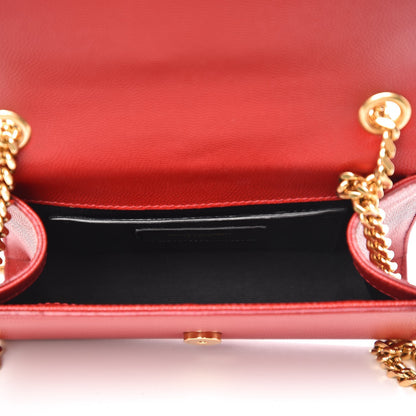 Saint Laurent Grain De Poudre Small Monogram Kate Satchel Red 5 of 10