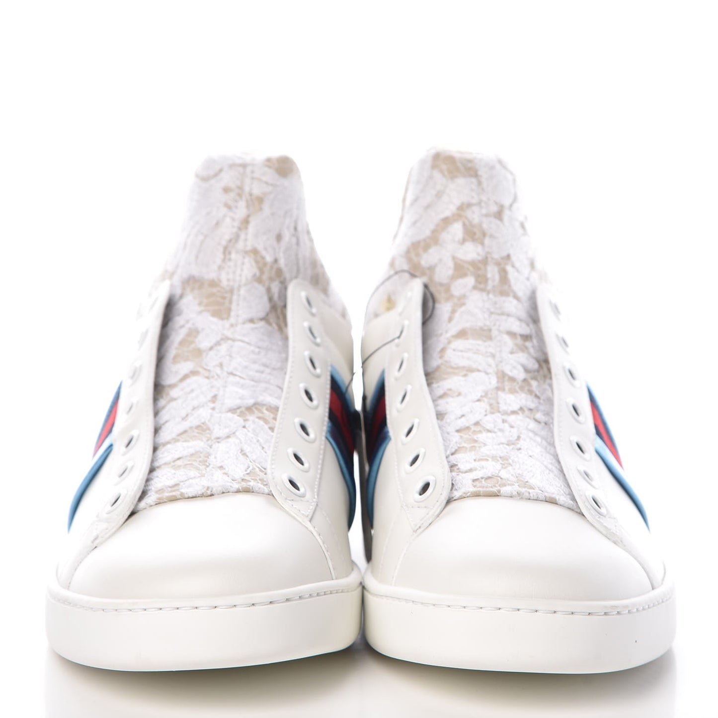 Calfskin Lace Ayers Sylvie Web Womens New Ace High Top Sneakers 40.5 White
