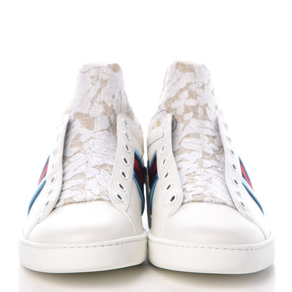 Gucci Calfskin Lace Ayers Sylvie Web Womens New Ace High Top Sneakers 40.5 White 2 of 11