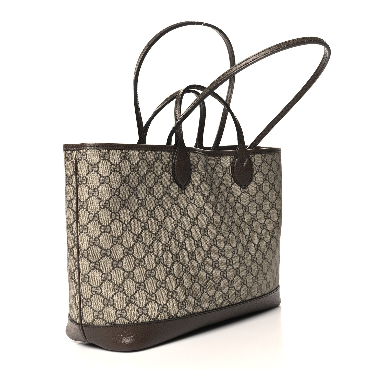 GG Supreme Monogram Textured Calfskin Medium Ophidia Shoulder Tote Bag Beige Ebony New Acero