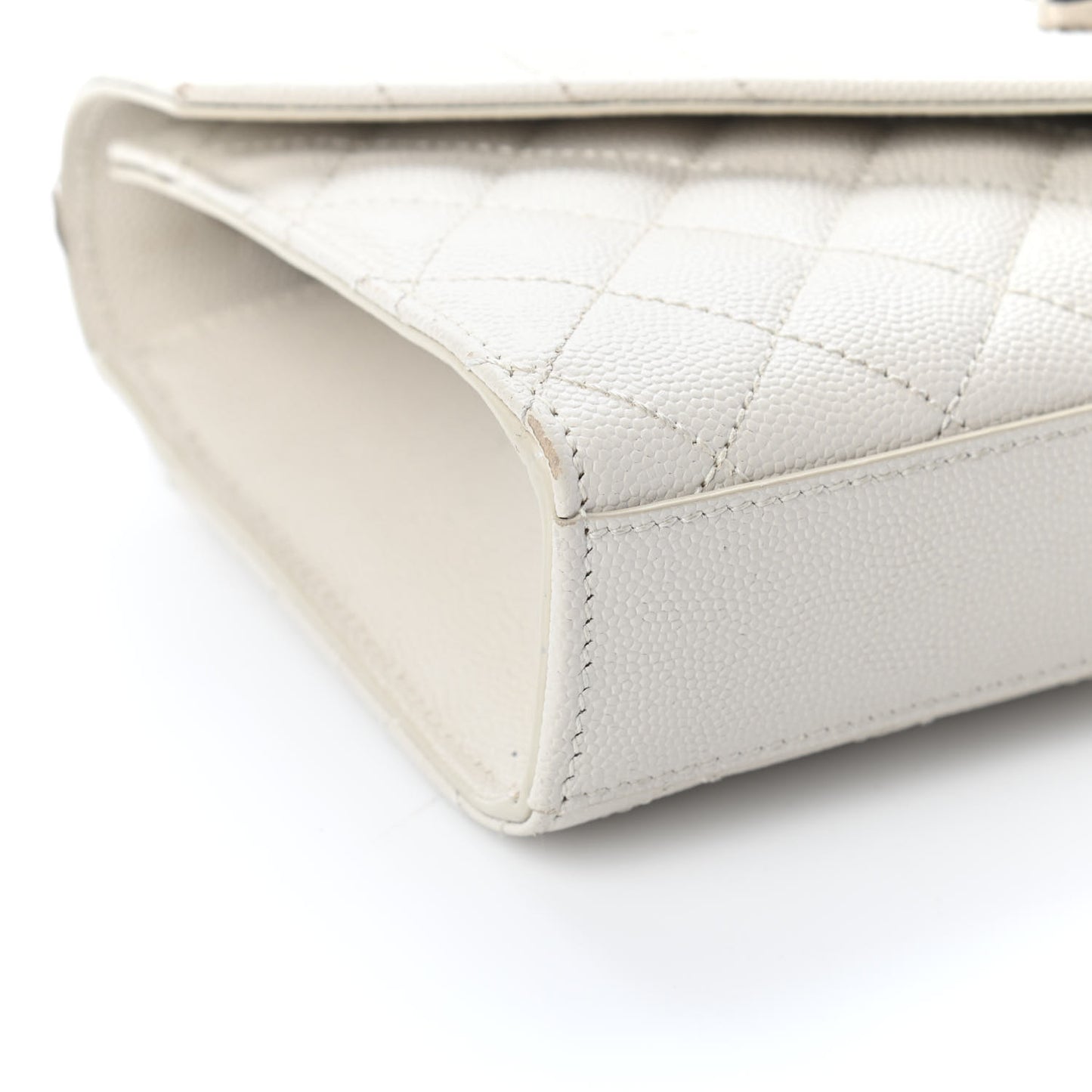 Grain De Poudre Textured Mixed Matelasse Triquilt Small Monogram Satchel Optical White