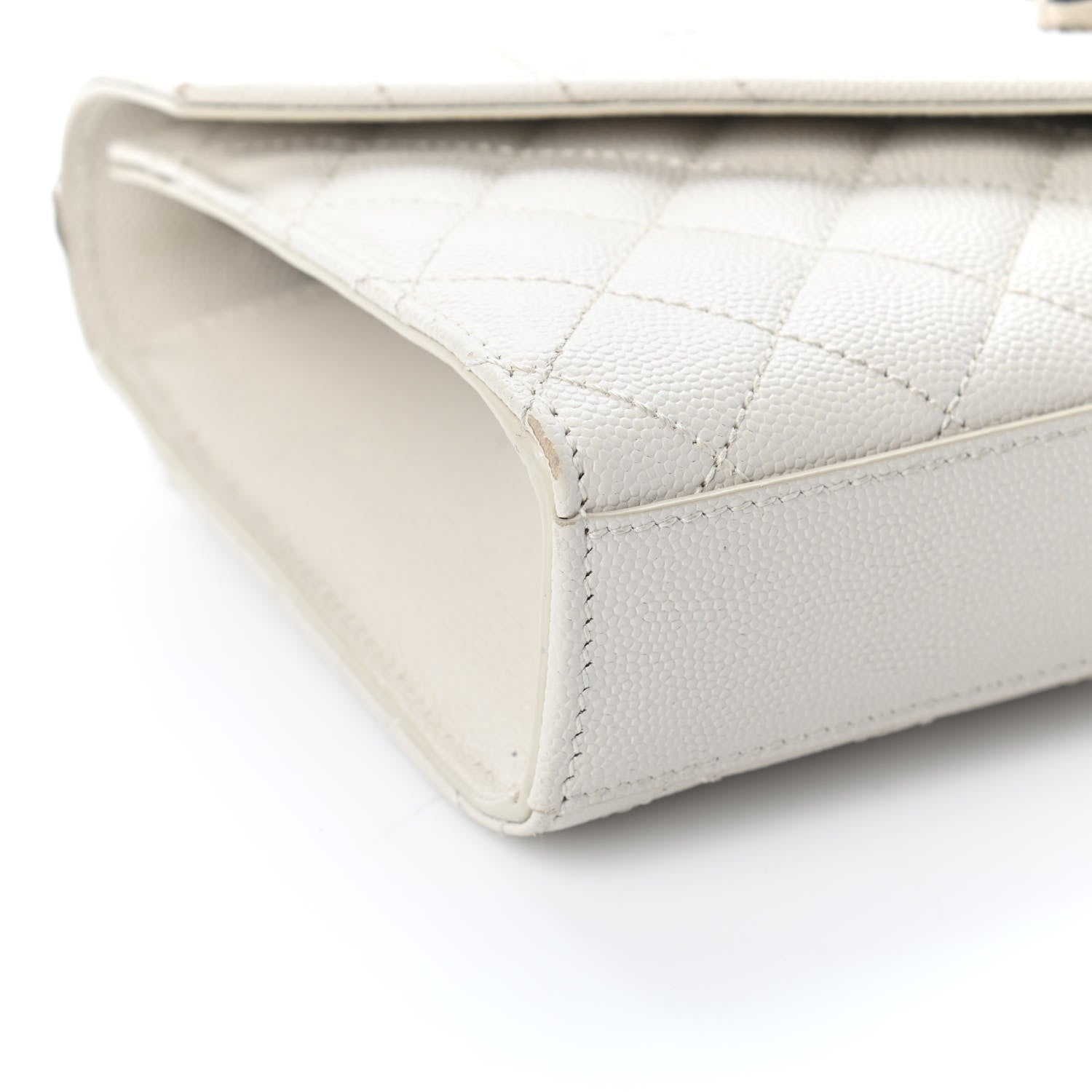 Saint Laurent Grain De Poudre Textured Mixed Matelasse Triquilt Small Monogram Satchel Optical White 8 of 9