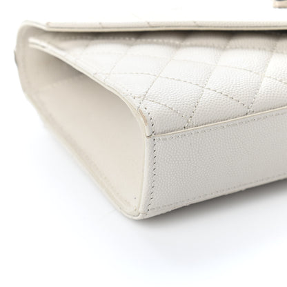 Saint Laurent Grain De Poudre Textured Mixed Matelasse Triquilt Small Monogram Satchel Optical White 8 of 9