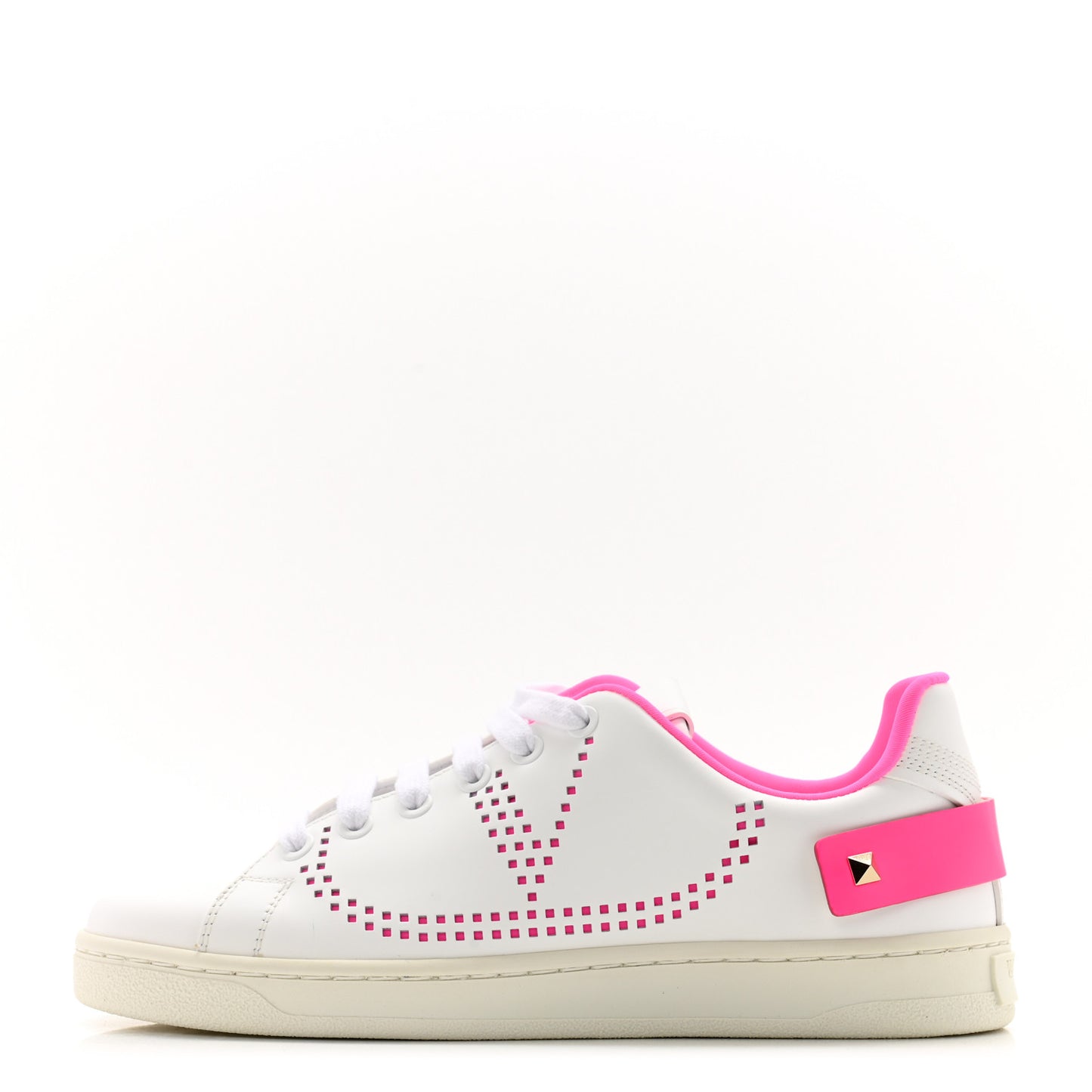 Calfskin Womens Backnet Sneakers 35 White Fuchsia