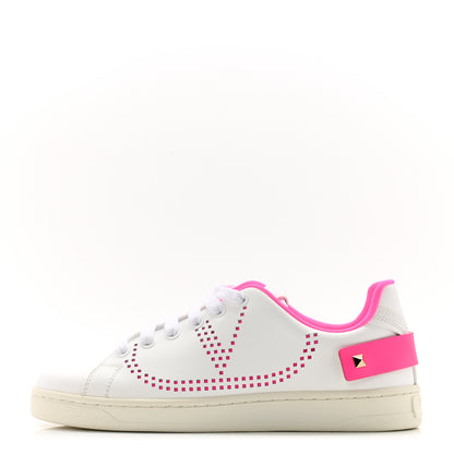 Valentino Garavani Calfskin Womens Backnet Sneakers 35 White Fuchsia 1 of 10
