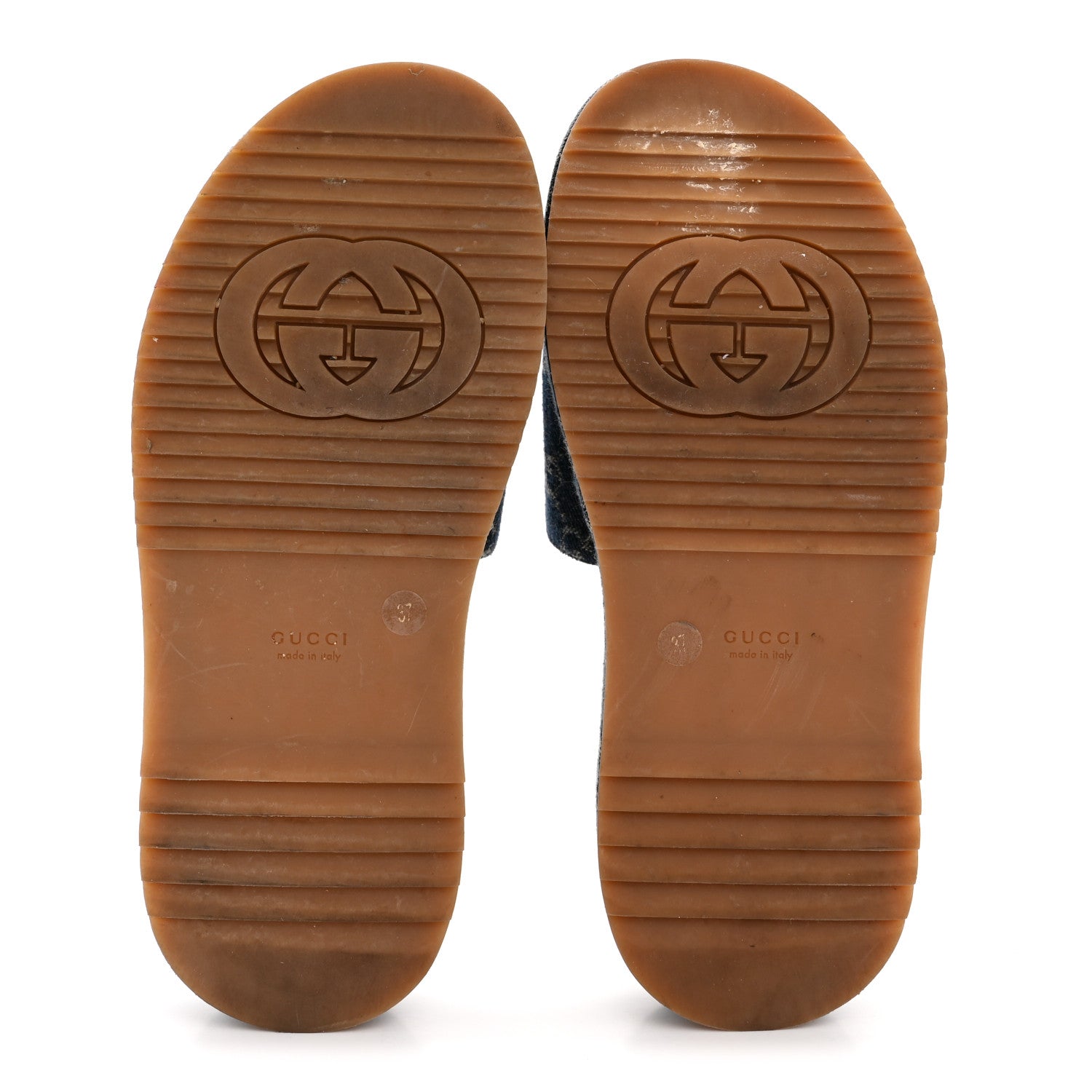 Gucci New Denim GG Monogram Angelina Platform 55mm Slide Sandals 37 Blue Tea 6 of 9
