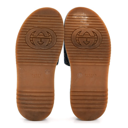 Gucci New Denim GG Monogram Angelina Platform 55mm Slide Sandals 37 Blue Tea 6 of 9