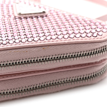 Prada Satin Crystal Mini Triangle Crossbody Pouch Alabastro 12 of 13