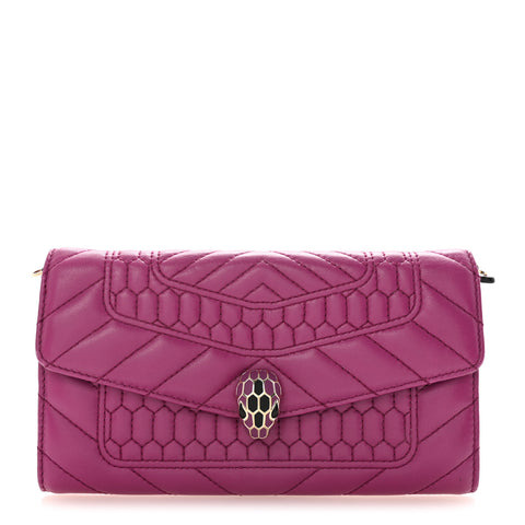 Calfskin Quilted Serpenti Forever Clutch Plum