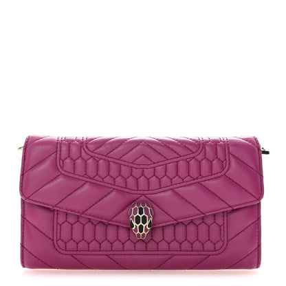 Bulgari Calfskin Quilted Serpenti Forever Clutch Plum 1 of 8