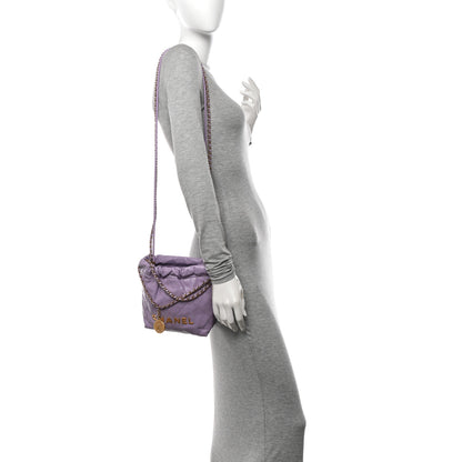 Chanel Shiny Calfskin Quilted Mini Chanel 22 Light Purple 2 of 10