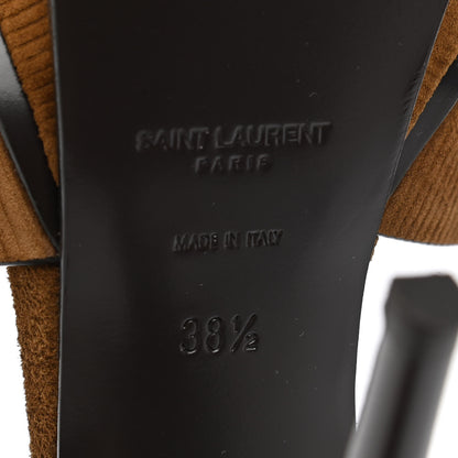Saint Laurent Suede Tribute 105 Platform Sandals 38.5 Land 6 of 9