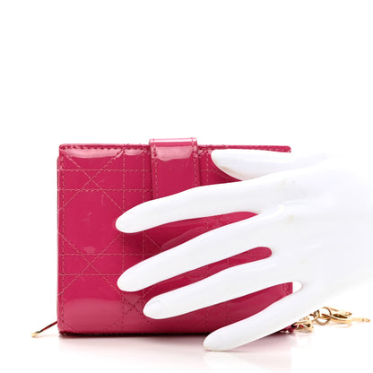 Christian Dior Patent Cannage Lady Dior Eden Wallet Pink 2 of 8