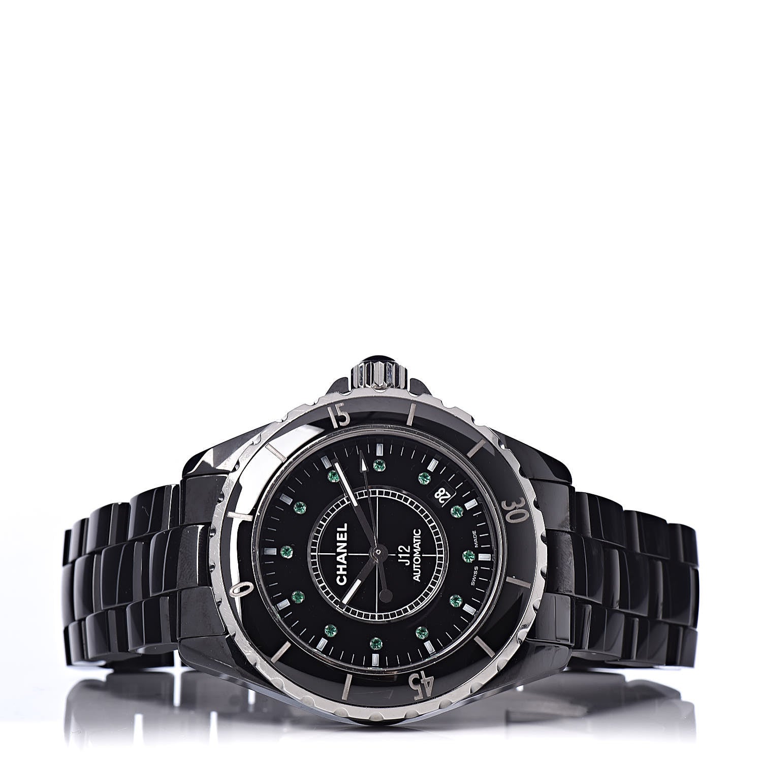 Chanel Stainless Steel Ceramic Emerald 38mm J12 Automatic Watch Black 3 of 7