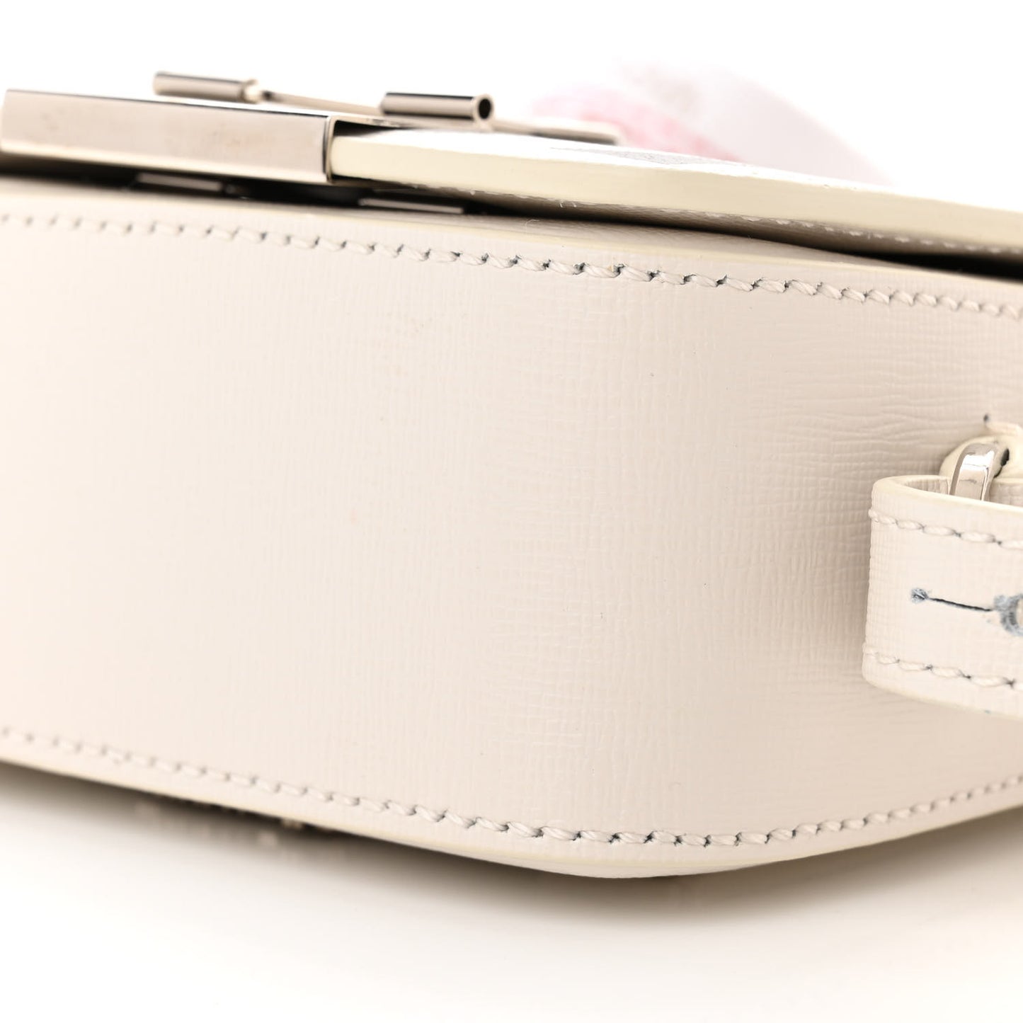 Saffiano Striped Baby Diag Binder Clip Bag White Black