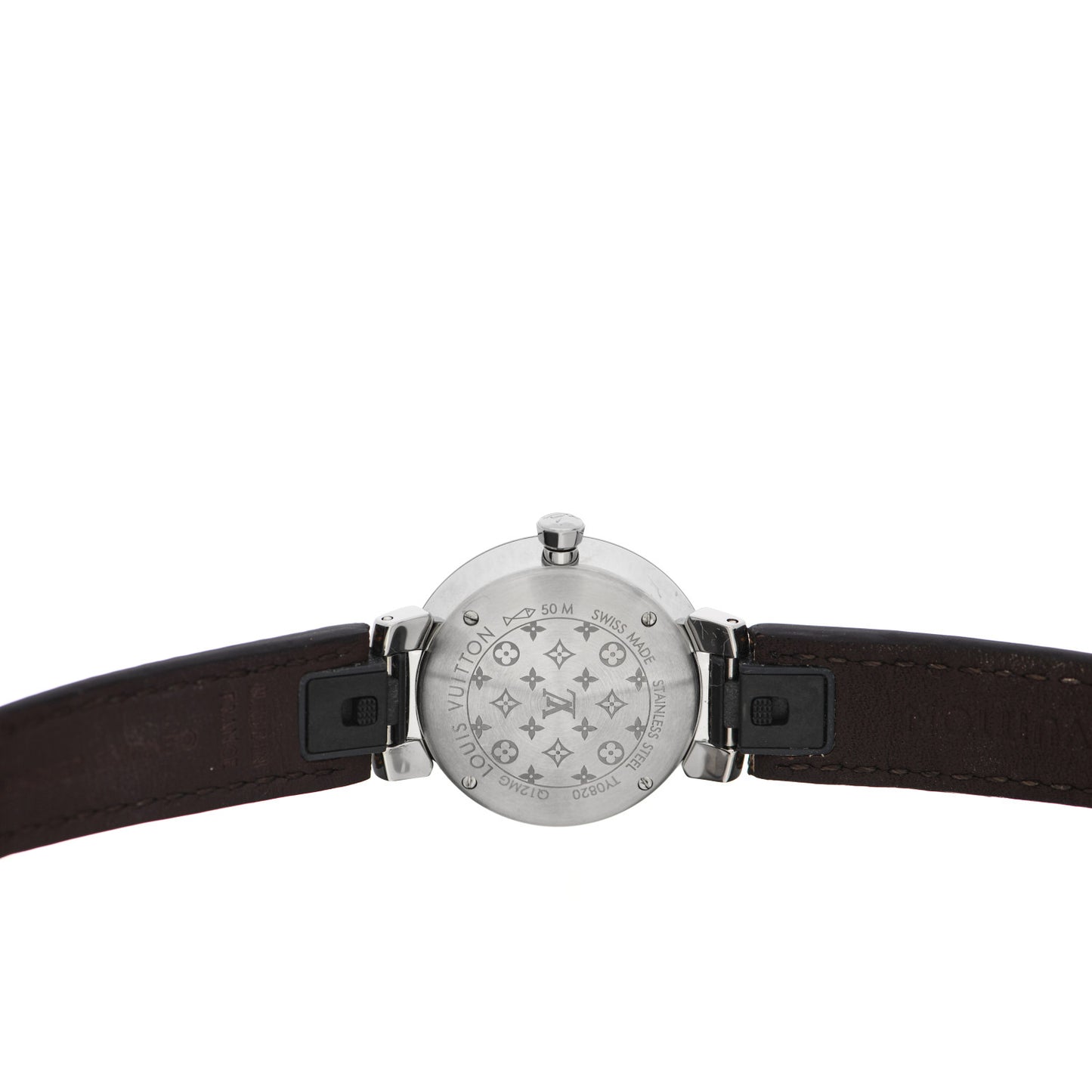 Stainless Steel Damier Diamond 28mm Tambour Slim Quartz Watch