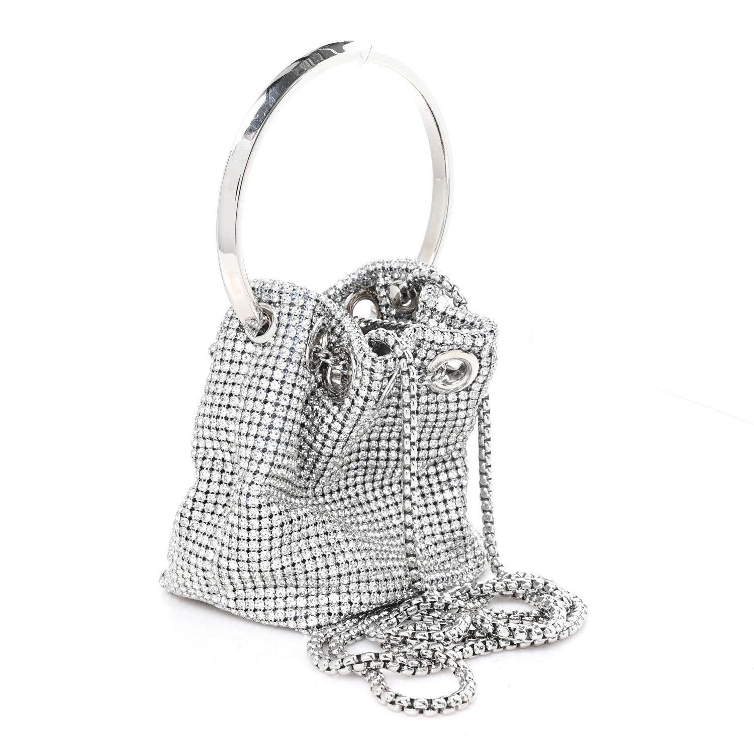 Jimmy Choo Satin Crystal Embellished Micro Bon Bon Bag Silver 3 of 10