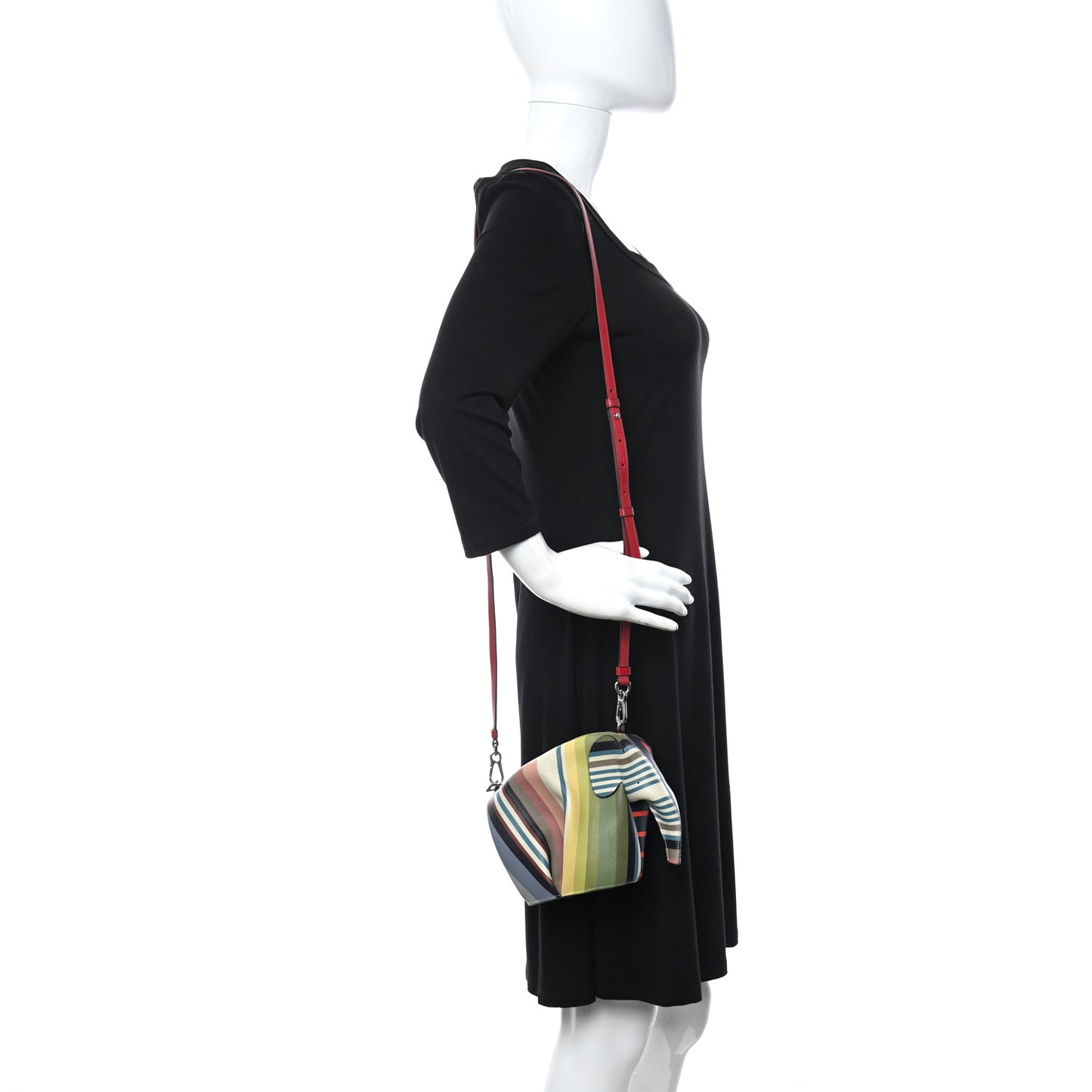 Calfskin Mini Stripe Elephant Crossbody Bag Multicolor