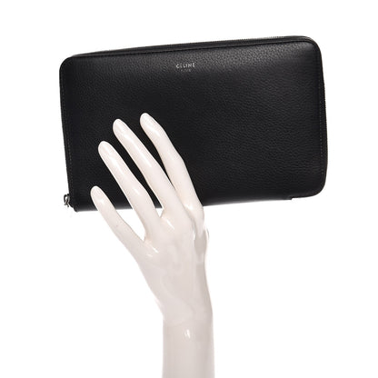 Celine Drummed Calfskin Zip Around Organizer Wallet Black Citron 2 of 12