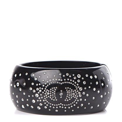 Chanel Resin Strass CC Cuff Bracelet Black 1 of 5