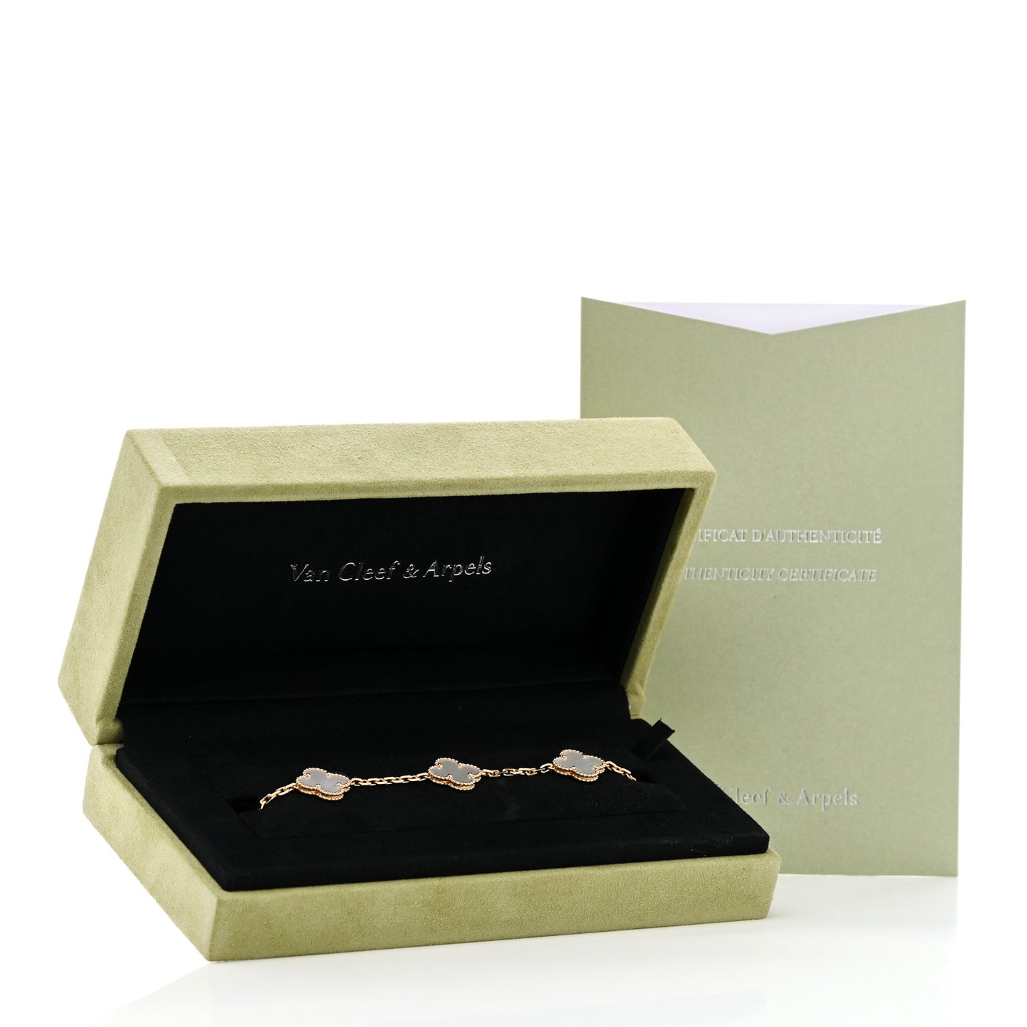 18K Yellow Gold Mother of Pearl 5 Motifs Vintage Alhambra Bracelet