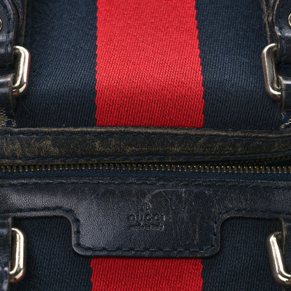 Gucci Monogram Selleria Calfskin Vintage Web Medium Boston Beige Blue 17 of 18