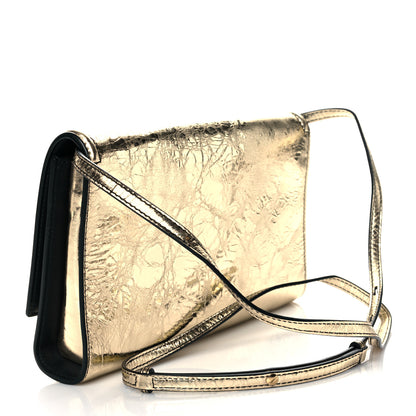 Alexander McQueen Metallic Crash Calfskin The Story Crossbody Bag Gold 3 of 9