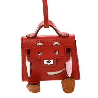 Hermes Tadelakt Chevre Mysore Kelly Quelle Idole Bag Charm Rose Sakura Sanguine Nata Sesame 7 of 8