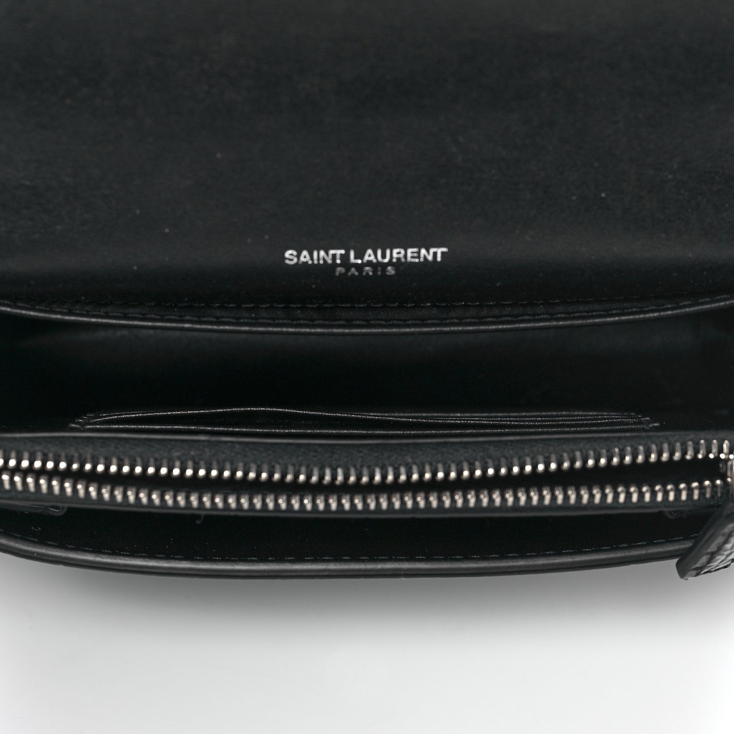Calfskin Crocodile Embossed Monogram Sunset Chain Wallet Black