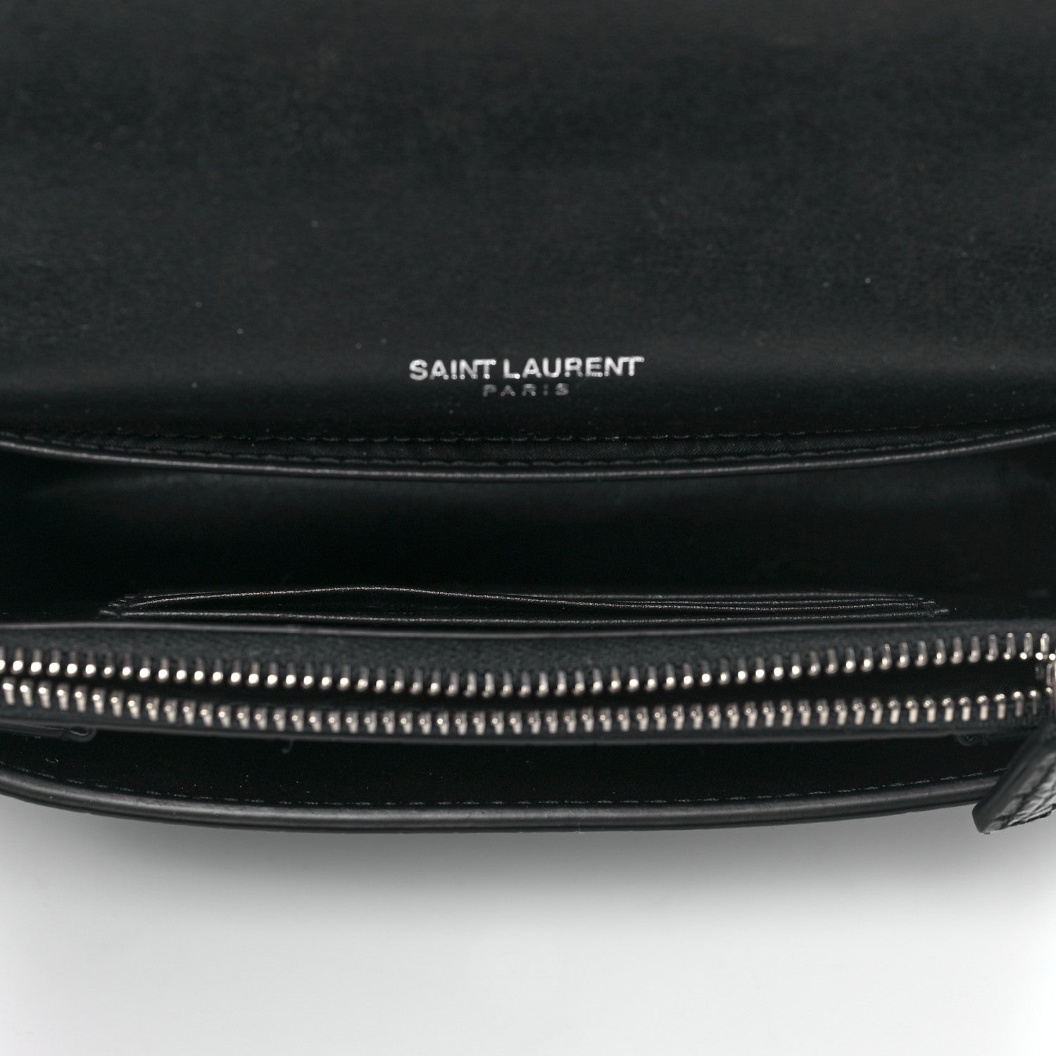 Saint Laurent Calfskin Crocodile Embossed Monogram Sunset Chain Wallet Black 5 of 8