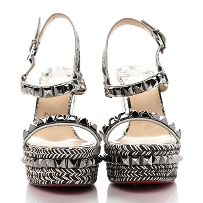 Christian Louboutin Watersnake Print Cataclou 120 Wedge Sandals 40 Roccia Gun Metal 2 of 8