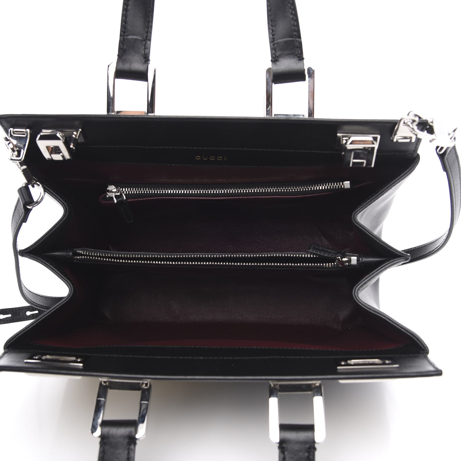 Gucci Smooth Calfskin Small Zumi Top Handle Bag Black Yellow 5 of 12