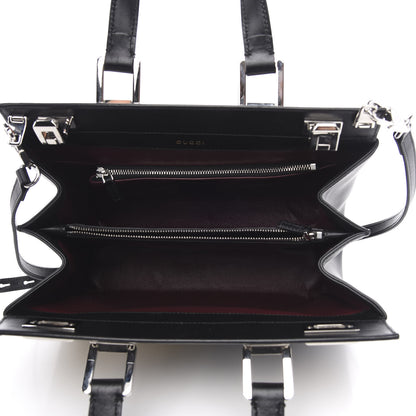 Gucci Smooth Calfskin Small Zumi Top Handle Bag Black Yellow 5 of 12