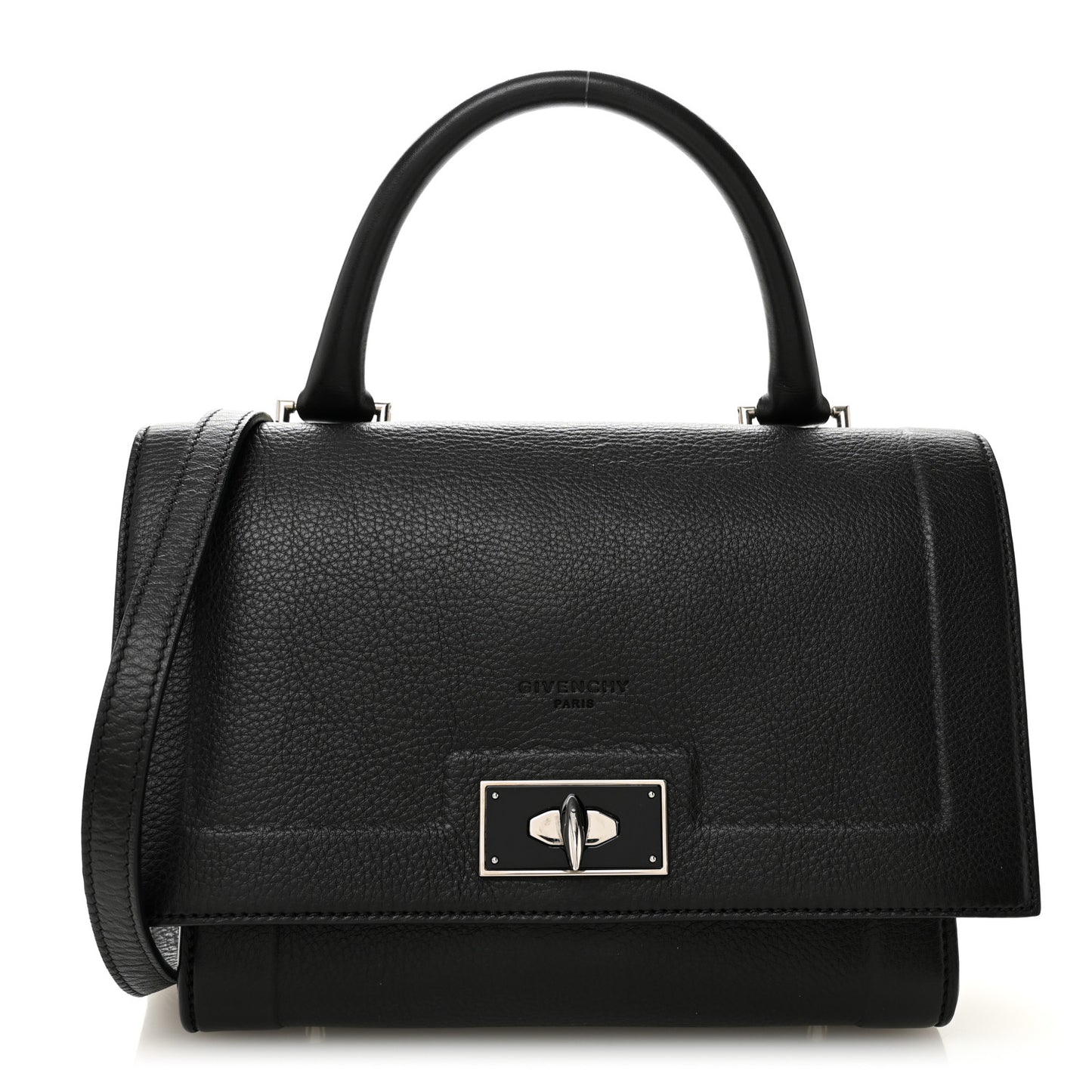 Grained Calfskin Mini Shark Lock Satchel Black