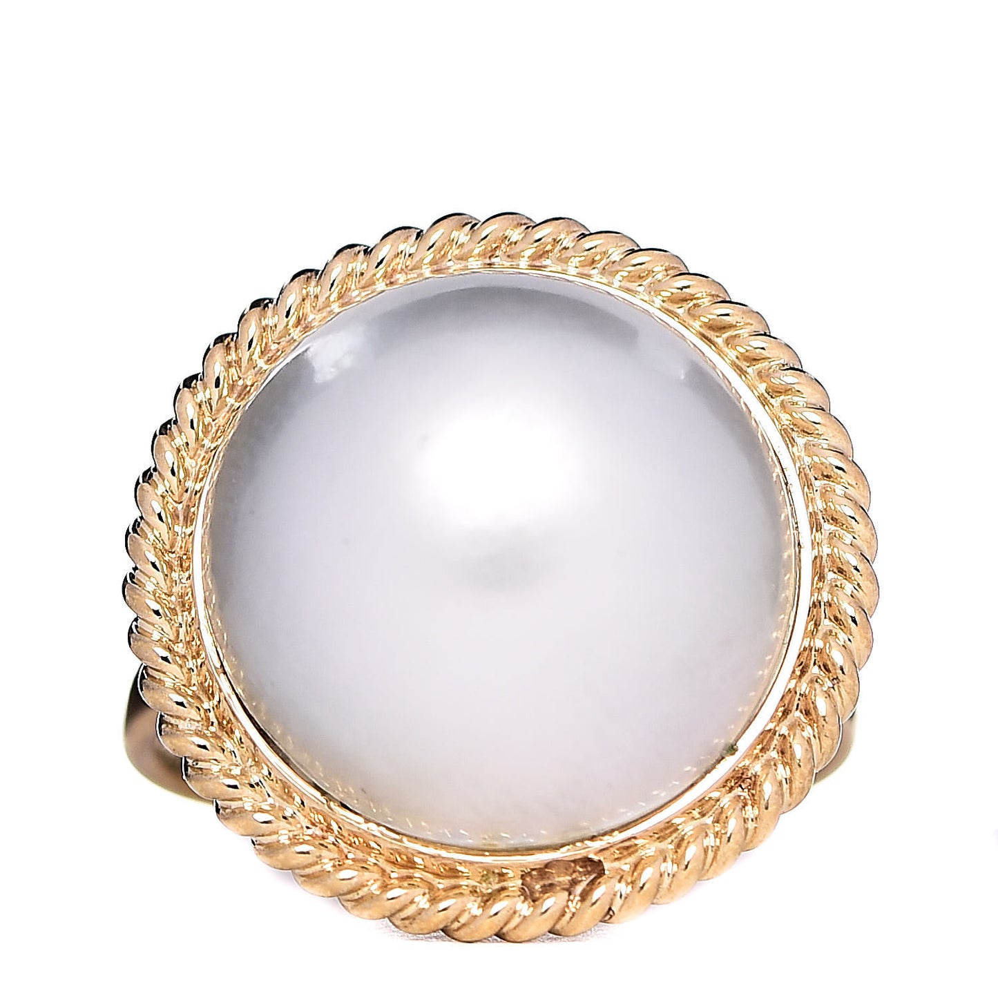 18K Yellow Gold Mabe Pearl 14.5mm Cocktail Ring 54 6.75